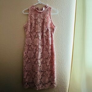 Donna Ricco Blush Lace Midi Dress